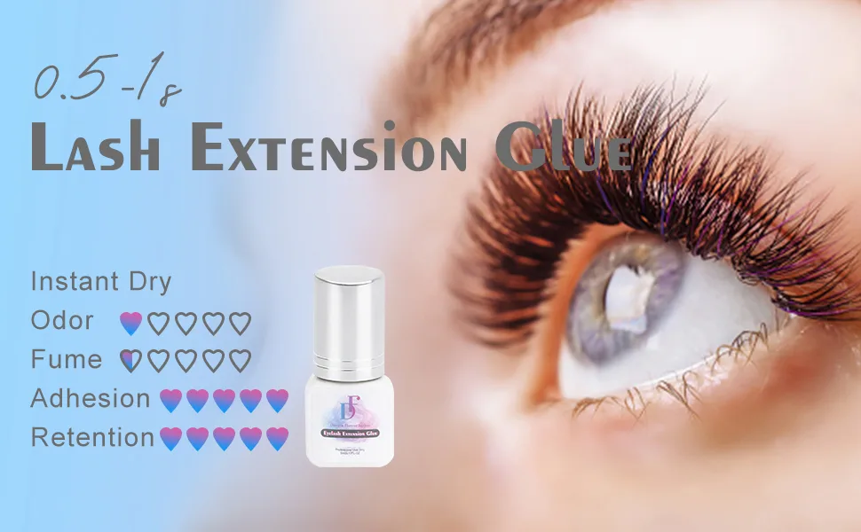 Lash Extension Glue  DF 0.5S Lash Glue for Eyelash Extensions 7-8 Weeks Retention Eyelash Glue Professional Use(5ML) 0.5s fast drying - eyelash extension glue