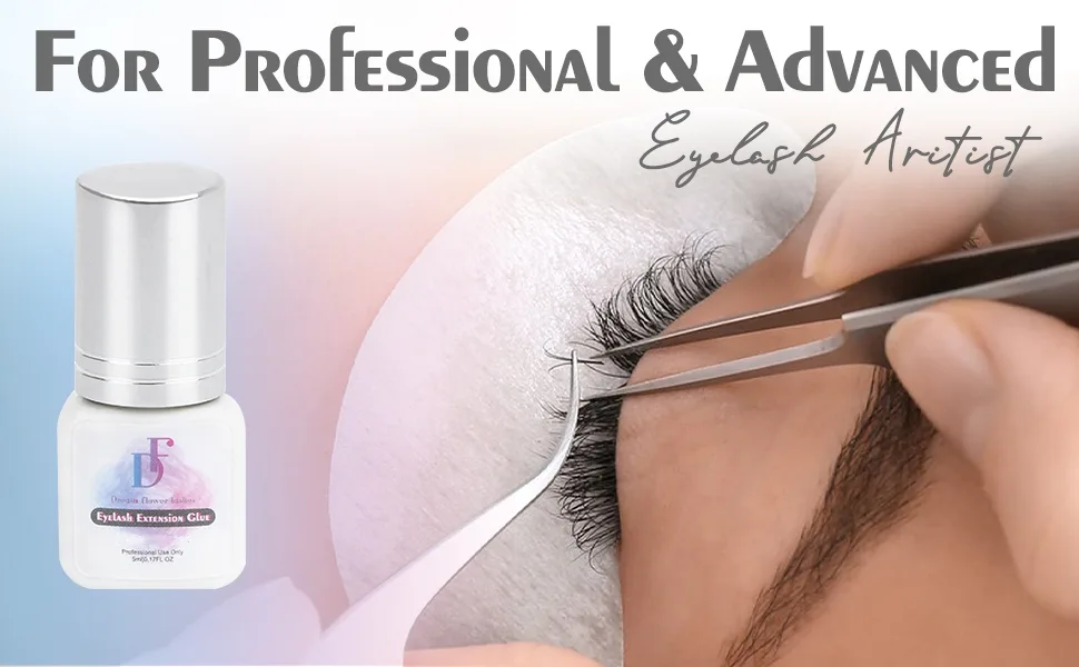 Lash Extension Glue  DF 0.5S Lash Glue for Eyelash Extensions 7-8 Weeks Retention Eyelash Glue Professional Use(5ML) 0.5s fast drying - professional eyelash extension glue