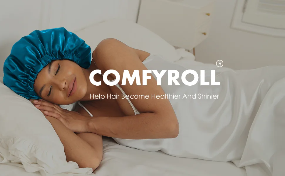 COMFYROLL Silk Satin Bonnet for Sleeping and Hair Protection - Adjustable  Double Layered Satin Cap for Women Curly Natural Hair  - Nightcap silk bonnet for sleeping bonnet Silk Bonnet satin bonnet silk bonnet hair wrap hair cap