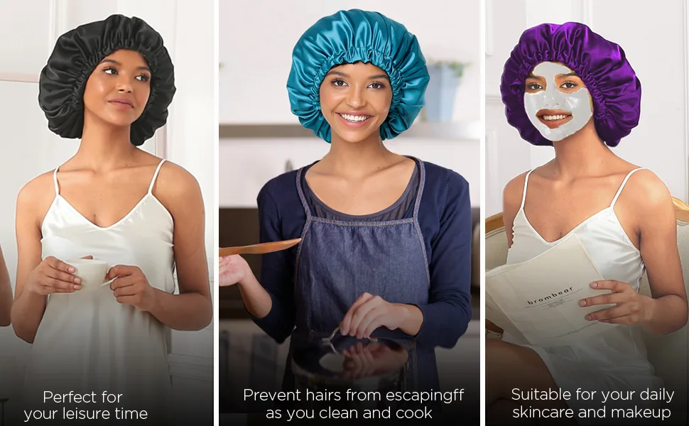 COMFYROLL Silk Satin Bonnet for Sleeping and Hair Protection - Adjustable  Double Layered Satin Cap for Women Curly Natural Hair  - Nightcap silk bonnet for sleeping bonnet Silk Bonnet satin bonnet silk bonnet hair wrap hair cap