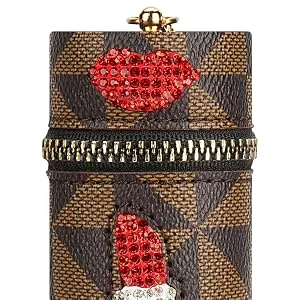 Adorila Lipstick Organizer  Mini Leather Lipgloss Bag with Keychain  Portable Lipstick Organizer for Purse Fingernail Polish (White) - Lipstick Case Keychain