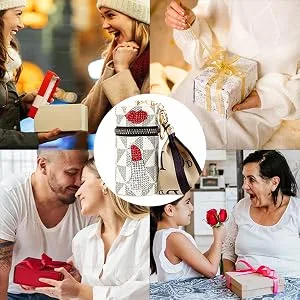 Adorila Lipstick Organizer  Mini Leather Lipgloss Bag with Keychain  Portable Lipstick Organizer for Purse Fingernail Polish (White) - Lipstick Case Keychain