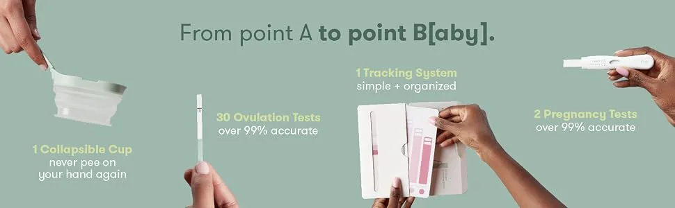 Frida Fertility Ovulation and Pregnancy Test + Track Set - Accurate  Early Detection - Find Your 48 Hour Baby Making Window + Test 6 Days Before Missed Period - point a