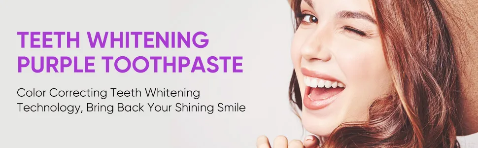 Purple Toothpaste for Teeth Whitening - Tooth Stain Removal Purple Toothpaste Teeth Colour Correcting Teeth Whitener - purple toothpaste