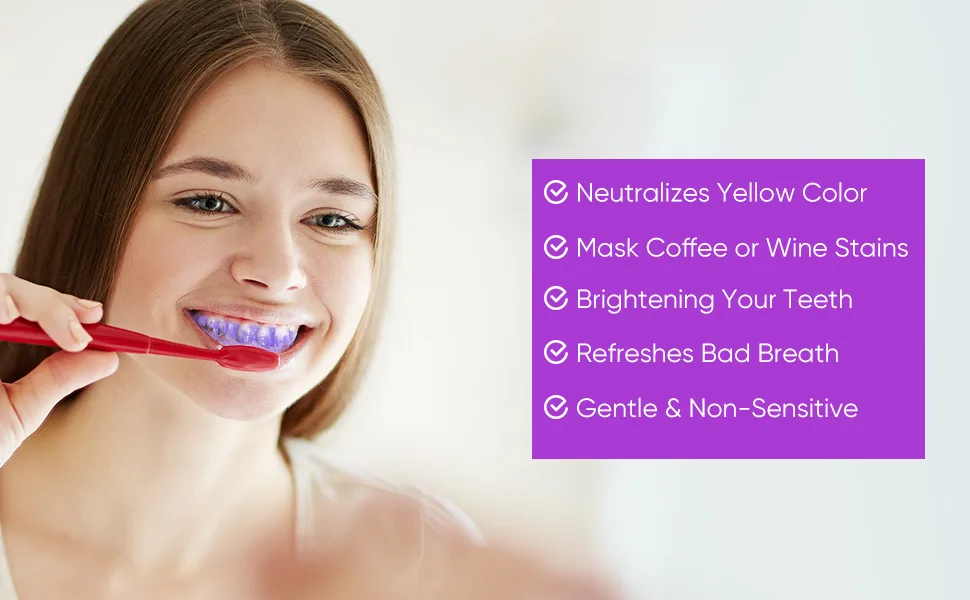 Purple Toothpaste for Teeth Whitening - Tooth Stain Removal Purple Toothpaste Teeth Colour Correcting Teeth Whitener - purple toothpaste teeth whitening