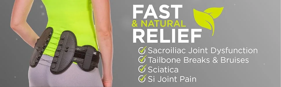 BraceAbility SI Joint Belt - Sacroiliac Compression Back Brace for Sacral Dysfunction  Coccyx Pain Relief and Bruised or Broken Tailbone Inflammation Treatment with Hip Support Pads (One Size) - all natural si joint pain relief