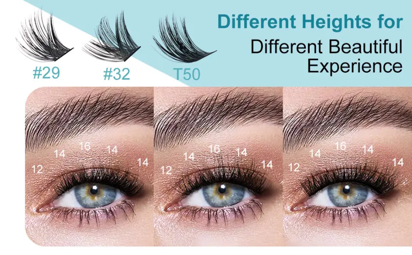 Eyelash Clusters Lash Clusters Lashes Extensions Lash Clusters DIY Eyelash Extensions  D Curl Lash Clusters Wispy Lash Clusters  72 Pcs DIY Lash Extensions 10-16mm 0.07D Curl E01 0.07D-10-16MIX - Lash Clusters