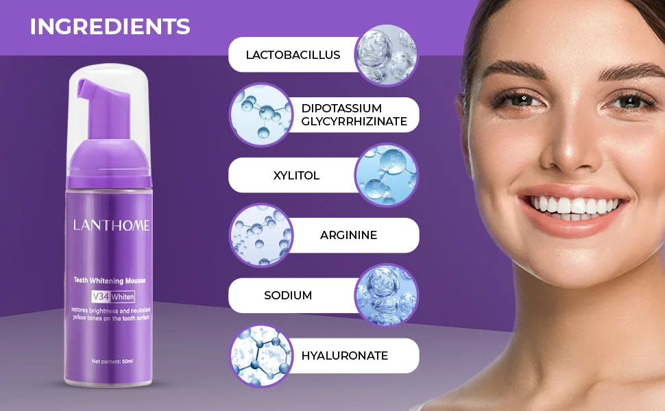 Purple Teeth Whitening: Advanced Teeth Whitening  Stain Removal  and Boosting Power with Purple Whitening Tooth Foam (50ml) - teeth whitening 3