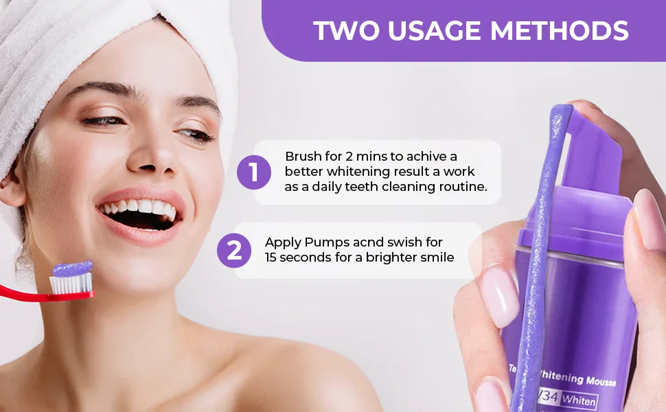 Purple Teeth Whitening: Advanced Teeth Whitening  Stain Removal  and Boosting Power with Purple Whitening Tooth Foam (50ml) - teeth whitening 4