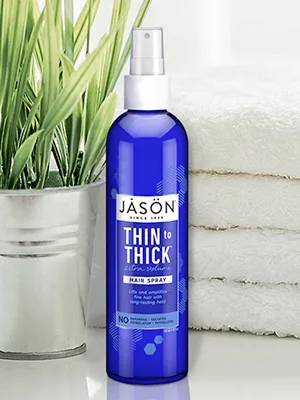 Jason Hair Spray  Thin to Thick Extra Volume  8 Fl Oz (Packaging May Vary) 8 Fl Oz (Pack of 1) - JASON Thin-to-Thick Extra Volume Hair Spray