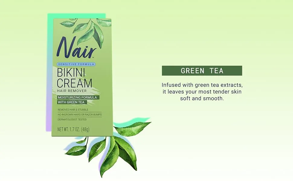 Nair Bikini Cream with Green Tea Sensitive Formula  1.7 Ounce 1.7 Ounce (Pack of 1) - Nair Bikini Cream