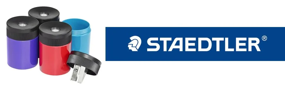 STAEDTLER pencil sharpener  premium quality sharpener with screw-on lid  prevents accidental openings  compact size for pencil case and work-station  511 63BK (Pack of 1)   Assorted colors. 1 Count (Pack of 1) - sharpener 511 staedtler header