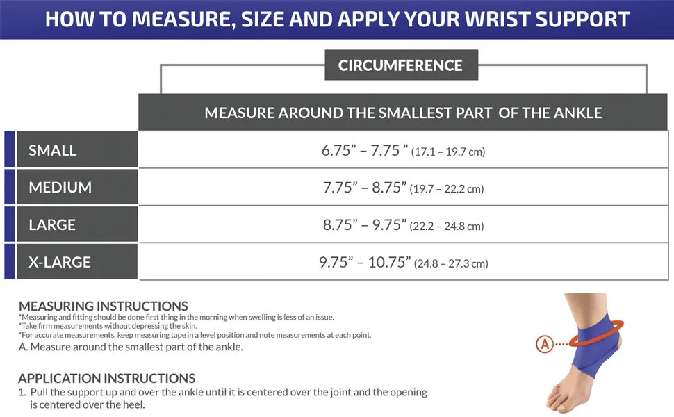 OTC Ankle Support  Slip-on Style  Neoprene  Medium Medium (Pack of 1) - OTC 0307 Size Chart