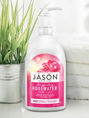 Jason Hand Soap  Invigorating Rosewater  16 Oz (Packaging May Vary) Rosewater 16 Fl Oz (Pack of 1) - JASON Invigorating Rosewater Hand Soap