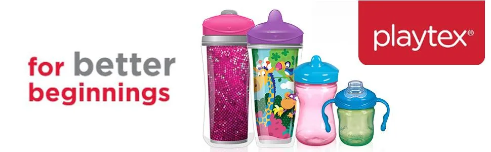 Playtex Sipsters Stage 2 Spill-Proof  Leak-Proof  Break-Proof Spout Sippy Cups - 9 Ounce - 2 Count (Color May Vary) 2 Count (Pack of 1) Spout Sippy Cup - sippy cups; kid cups; avent; nuk; thermos; playtex; kids; toddler feeding; superman; batman