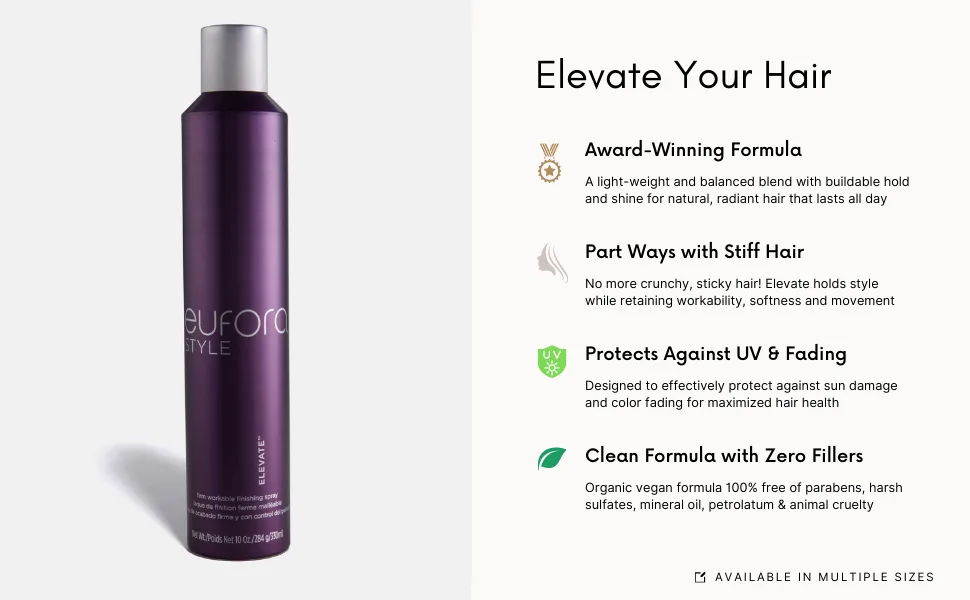 Eufora Elevate Firm Hold Workable Finishing Hair Spray 2 oz Fresh Natural 2 Ounce (Pack of 1) - Eufora Elevate 1