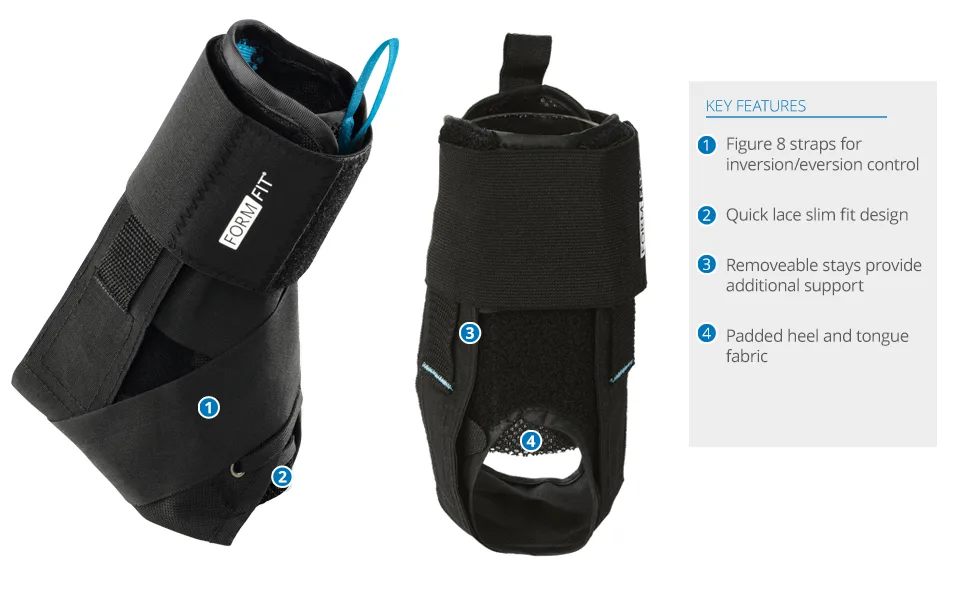 Ossur FormFit Ankle Brace with Speedlace & Figure 8 Straps | Single Pull Closure & Removable Semi-Rigid Stays | Ankle Immobilization Post Injury or Prophylactic Use | Durable Material | (X-Large) X-Large (Pack of 1) - product information 2