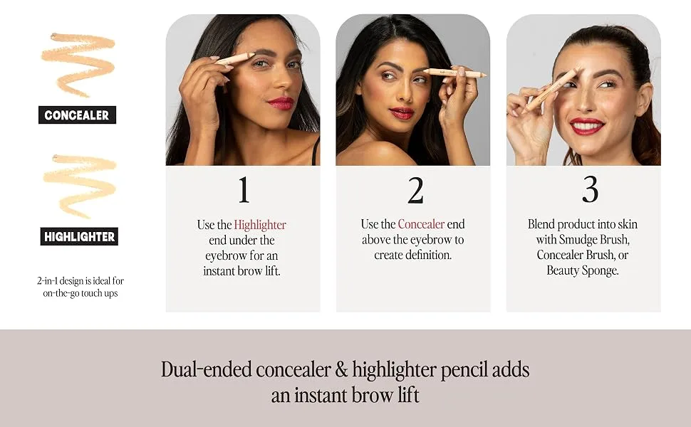 Billion Dollar Brows Duo Brow Highlighter & Concealer Pencil for Lifting and Highlighting Eyebrows 1 Count (Pack of 1) - product information 3