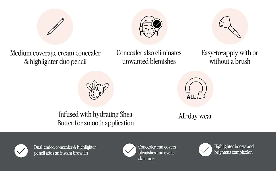 Billion Dollar Brows Duo Brow Highlighter & Concealer Pencil for Lifting and Highlighting Eyebrows 1 Count (Pack of 1) - product information 4