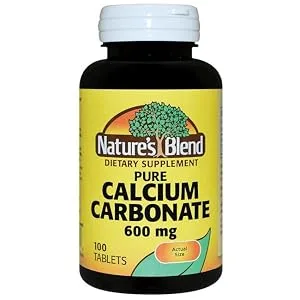 Nature's Blend Pure Calcium Carbonate 600 mg 100 Tabs (1684) 100 Count (Pack of 1) - product information 1