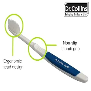 Dr. Collins Perio Toothbrush  1 Count Multicolor 1 Count (Pack of 1) - Ergonomic Head Design With a Non-slip Thumb Grip