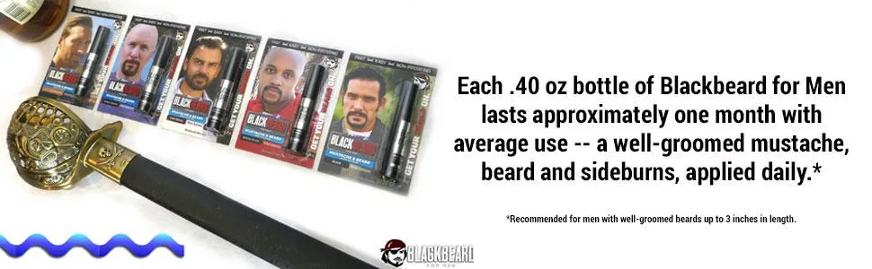 Blackbeard for Men Formula X Instant Mustache  Beard  Eyebrow and Sideburns Color - Fast  Easy  Men s Grooming  Beard Dye Alternative  Black  1 Pack 0.40 Fl Oz (Pack of 1) Black - well-groomed beards banner