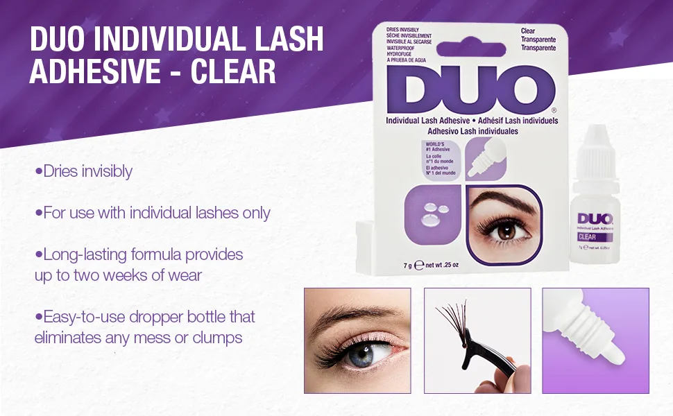 DUO Individual Lash Adhesive  for False Individual Lashes  Clear  0.25 oz  1-Pack 0.25 Ounce (Pack of 1) Clear - DUO Individual Lash Adhesive, Clear 0.25 oz x 2 pack
