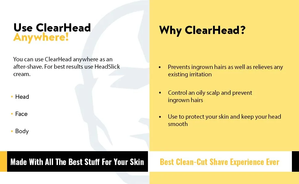 HeadBlade ClearHead Men's Refreshing Post Shaving Aftershave Lotion Help prevent Ingrown Hair & Irritation - 8 oz (Pack of 1) - headblade, headclear, aftershave, creams, razors, shaving, gels, blades
