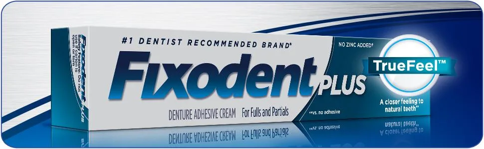 Fixodent Plus Truefeel Denture Adhesive Cream 2 Oz 2 Ounce (Pack of 1) - Fixodent Plus TrueFeel Adhesive - denture adhesive, denture care, secure denture adhesive