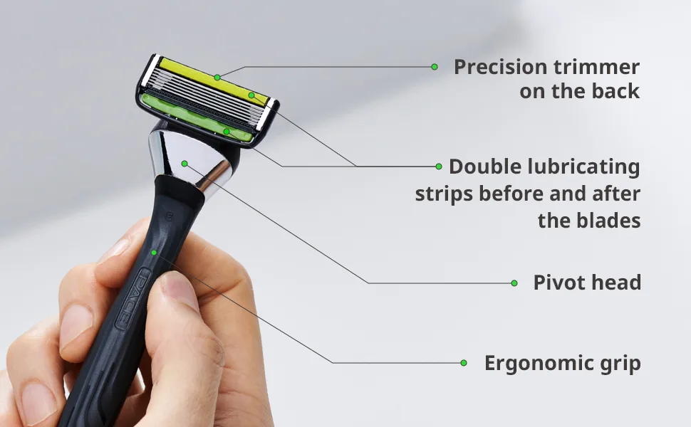 Dorco Pace 6 Pro - Six Blade Razor System with Trimmer - 12 Pack Refill (No Handle) 12 Count (Pack of 1) - Pace 6 Pro: Features