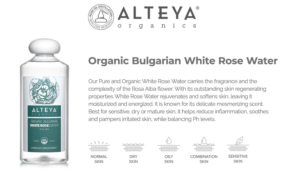 Bulgarian White Rose Water (Rosa Alba) - 100% Pure USDA Certified Organic - 17 Fluid Ounces 17 Fl Oz (Pack of 1) - white rose water
