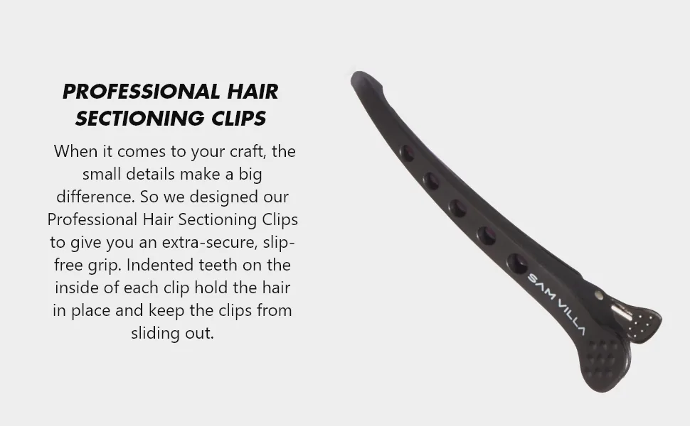 Sam Villa Sam Villa Large Hair Clips For Styling Sectioning Set Of Black Pack of 1 - Professional Hair Sectioning Clips
