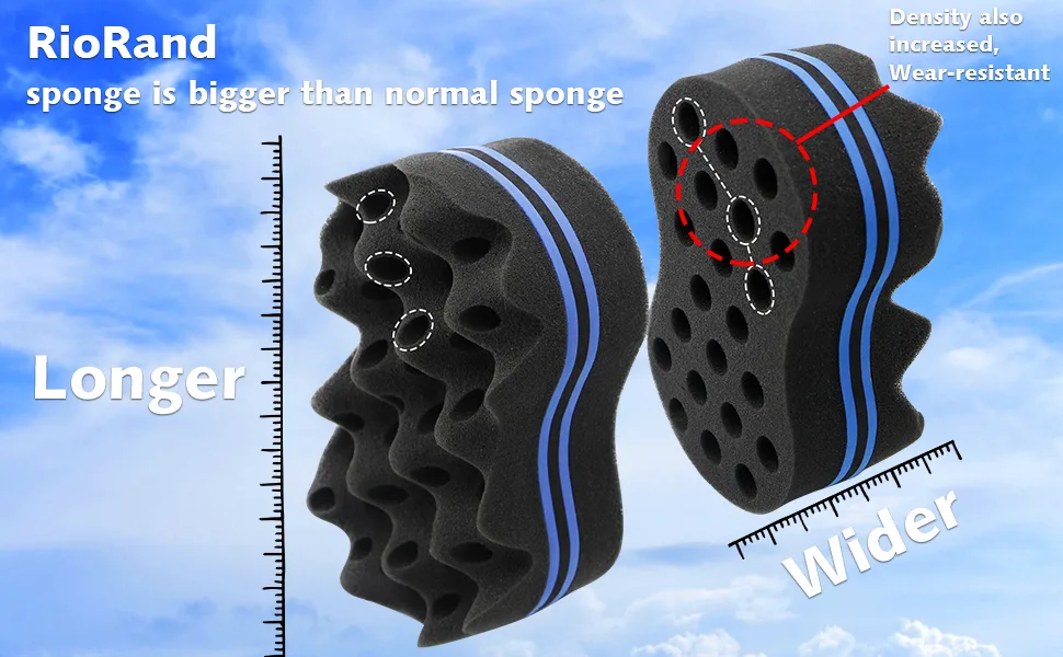 RioRand Hair Sponge Magic Barber Twist Curl Brush Sponge Dreads Locking Afro Coil Comb(Black 2 Count (Pack of 1)) - wqrdwqdqa