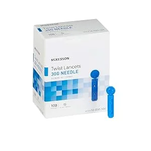 McKesson Twist Lancets  30 Gauge  Push Button Activation  1.8 mm Depth  100 Count  1 Pack 100 Count (Pack of 1) - Twist Lancets