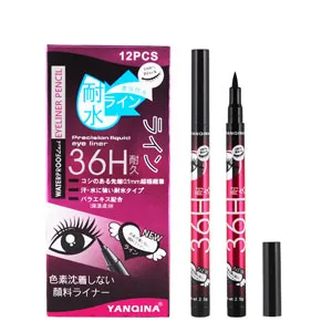 Gnker Eyeliner Waterproof Professional Liquid Long Lasting Cosmetics Eye Liner Pen Black 2 pcs 2 Count (Pack of 1) - YANQINA