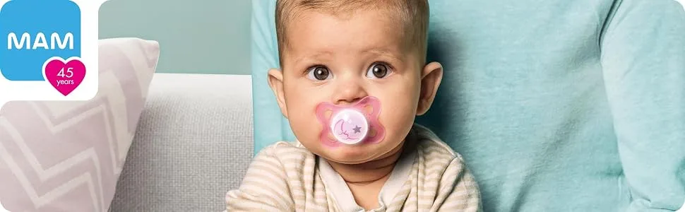 MAM Original Baby Pacifier  Nipple Shape Helps Promote Healthy Oral Development  Sterilizer Case  2 Pack 0-6 Months  Clear/Boy Boy 2 Count (Pack of 1) Clear - MAM pacifier