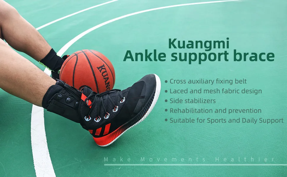 Kuangmi Ankle Brace Lace Up with Side Stabilizers and Cross Auxiliary Fixing Belt Strength Protection 1 Piece (S) Small (Pack of 1) - ankle brace