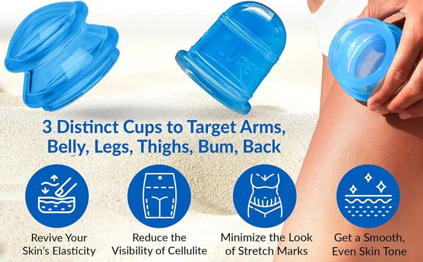 LURE Essentials Sculpt Cupping Set for Cellulite  Lymphatic Drainage Anti Cellulite Cup and Cellulite Massager 3 Count (Pack of 1) - cupping set massage therapy cups for body face