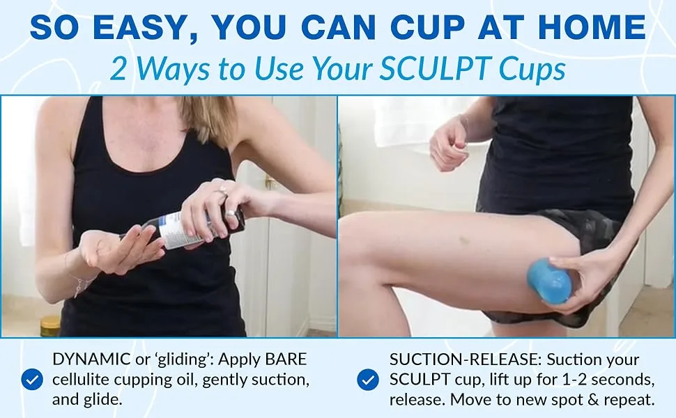 LURE Essentials Sculpt Cupping Set for Cellulite  Lymphatic Drainage Anti Cellulite Cup and Cellulite Massager 3 Count (Pack of 1) - cupping set massage therapy cups for body face