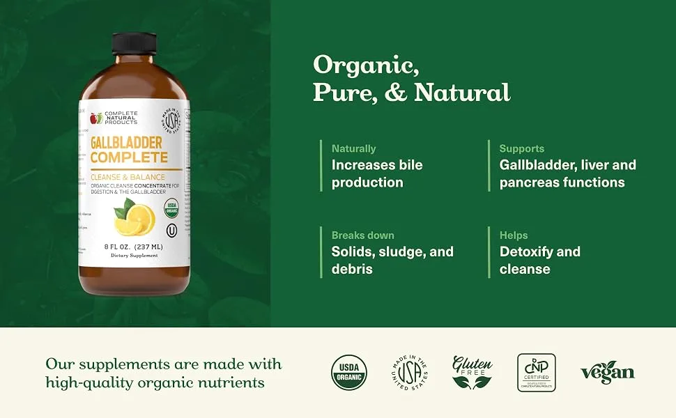 Gallbladder Complete 8oz - Natural Organic Liquid Gallstones Cleanse  Support  & Sludge Formula Supplement 8 Fl Oz (Pack of 1) - Gallbladder Complete 8 oz