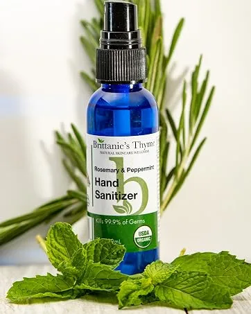 Brittanie's Thyme Organic Bug Bite Relief - .3oz (Pack of 1)   Fast Relief from Stings  Bites  Scrapes and Minor Burns .3 Ounce (Pack of 1) - Organic Rosemary Peppermint Hand Sanitizer Spray