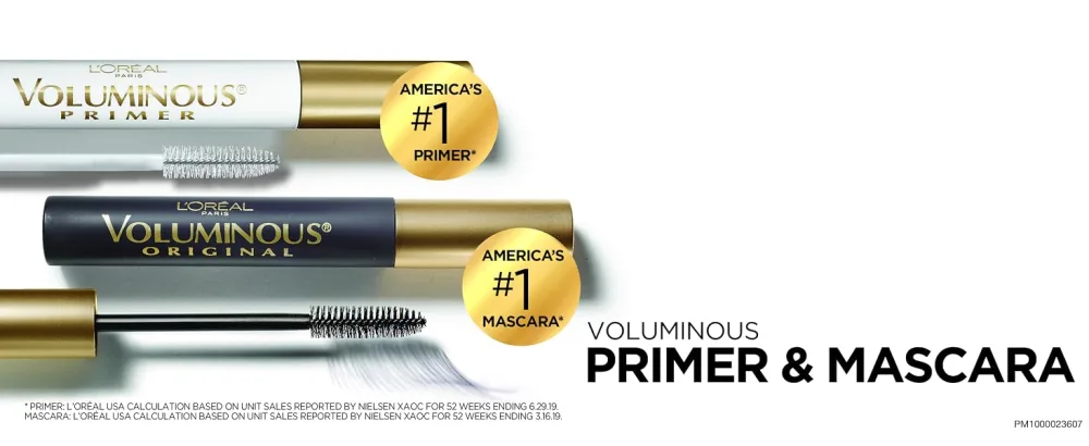 L'Oreal Paris Makeup Voluminous Primer Mascara (Pack of 2) 2 Count (Pack of 1) - volumizing eyelash primer and mascara