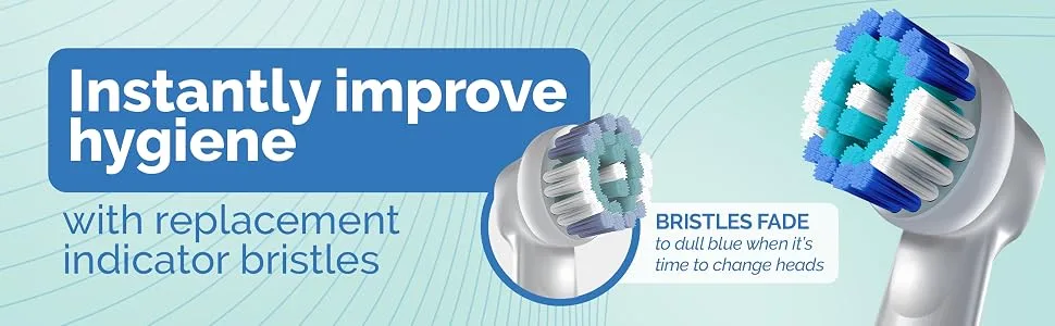 Milos Electric Toothbrush Heads - 16 Pack  Professional Toothbrush Replacement Heads  Compatible with Oral-B Toothbrushes 16 Count (Pack of 1) - Replacement indicator Bristles fad to dull blue when it