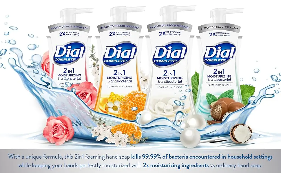 Dial Complete 2 in 1 Moisturizing & Antibacterial Foaming Hand Wash  Manuka Honey  7.5 Ounce   8 Count (Pack of 1) - Antibacterial hand wash