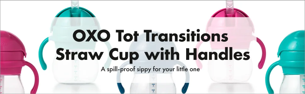 OXO Tot Transitions Straw Cup With Removable Handles - 6oz - Navy 1 Count (Pack of 1) Navy - OXO Tot Transition Straw Cup with Removeable Handles