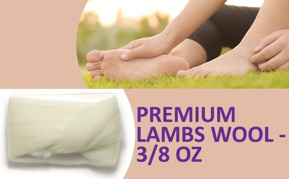 Lambs Wool for Feet Super Soft Cushioning and Toe Seperator - 3/8 oz - Great for Hiking  Dance  Walking and Running - 1 Pack 1 Count (Pack of 1) - dimwnsions