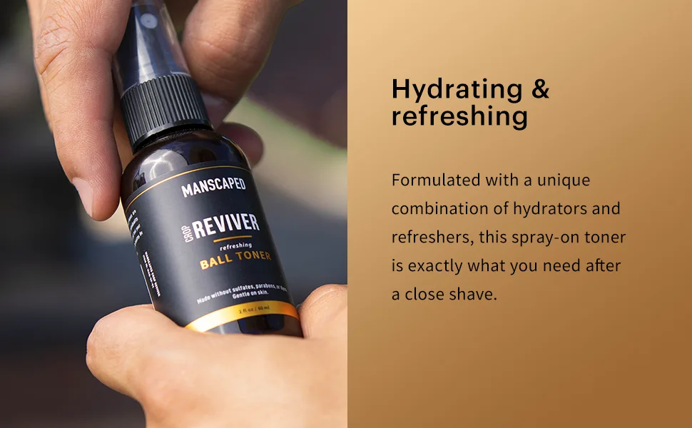 MANSCAPED  The Crop Reviver   Hydrating & Refreshing Men's Body Toner Spray  Cooling Groin Spritz with Soothing Aloe Vera  2oz (1 Pack) 2 Fl Oz (Pack of 1) - ingredients
