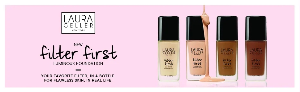 LAURA GELLER NEW YORK Filter First Luminous Liquid Makeup Foundation  Lightweight  Medium to Full Coverage  Non-Settling Formula  Cognac  1 Fl Oz Cognac 1 Fl Oz (Pack of 1) - Filter First Foundation