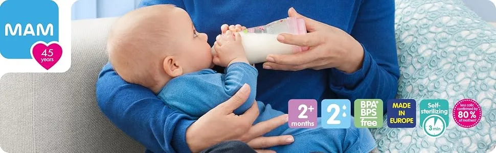 MAM Easy Start Anti-Colic Bottle  Baby Essentials  Medium Flow Bottles with Silicone Nipple  Unisex Baby Bottles  Designs May Vary  9 oz (3-Count)  3 Count (Pack of 1) Unisex - pacifier mam maam baby bottles newborn baby bottle bottle bottles baby essentials baby feeding set