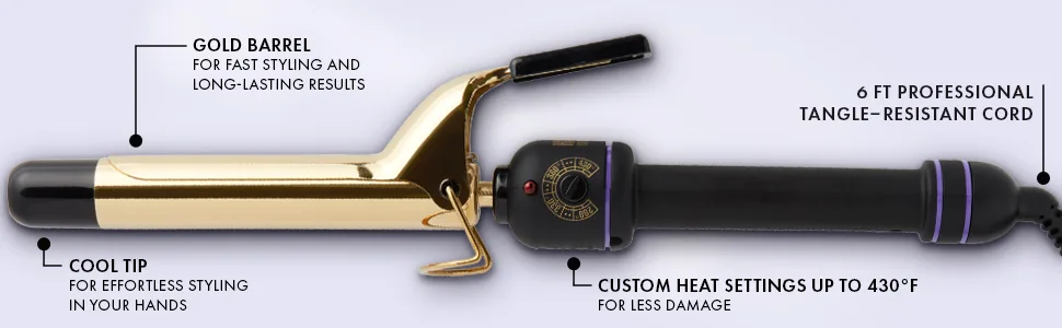 Hot Tools Pro Signature Gold Curling Iron | Long-Lasting  Defined Curls  (1 in) 1 Inch (Pack of 1) - curlingiron; curlingirons; goldbarrel; longlastingcurls; highheat; professionalcurlingiron; hottools